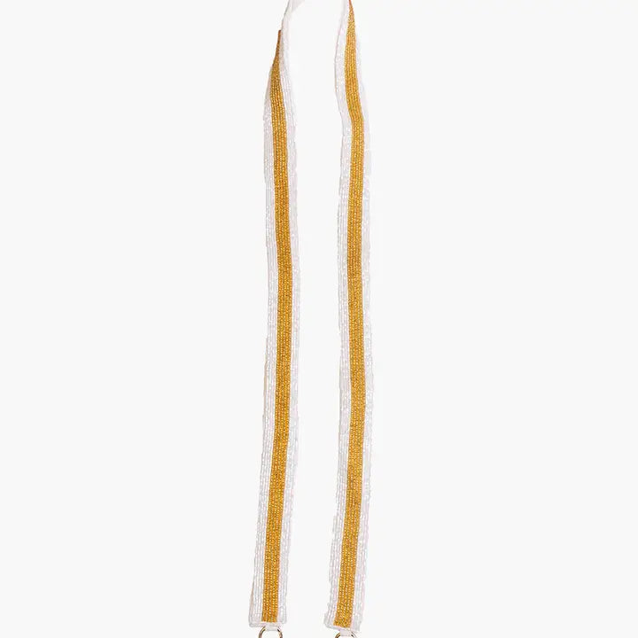 Game Day Gold Stripe Beaded Guitar Purse Strap