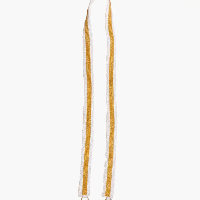 Game Day Gold Stripe Beaded Guitar Purse Strap