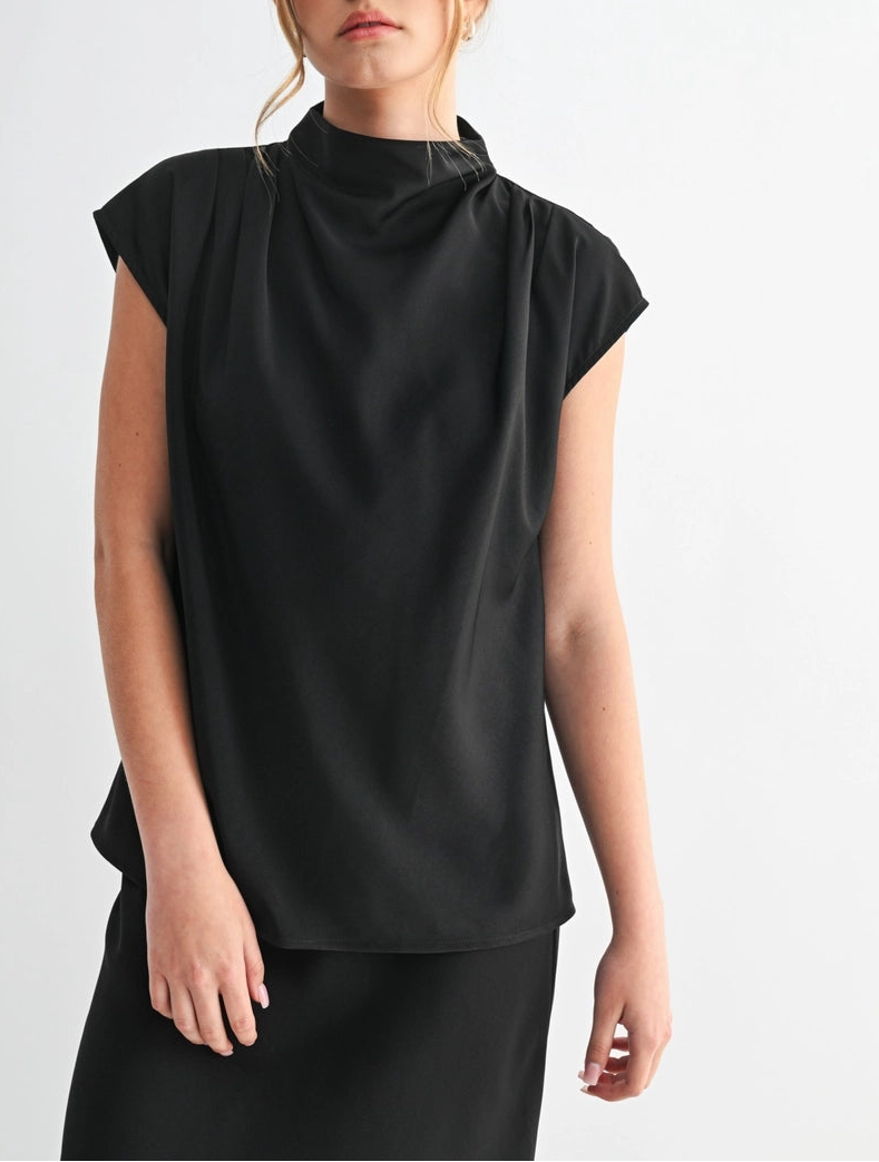 Midnight Elegance Satin Blouse