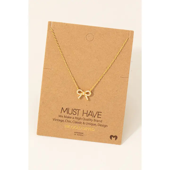 Gold Dipped Ribbon Stud Necklace