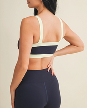 Contrast Block Sports Bra Navy
