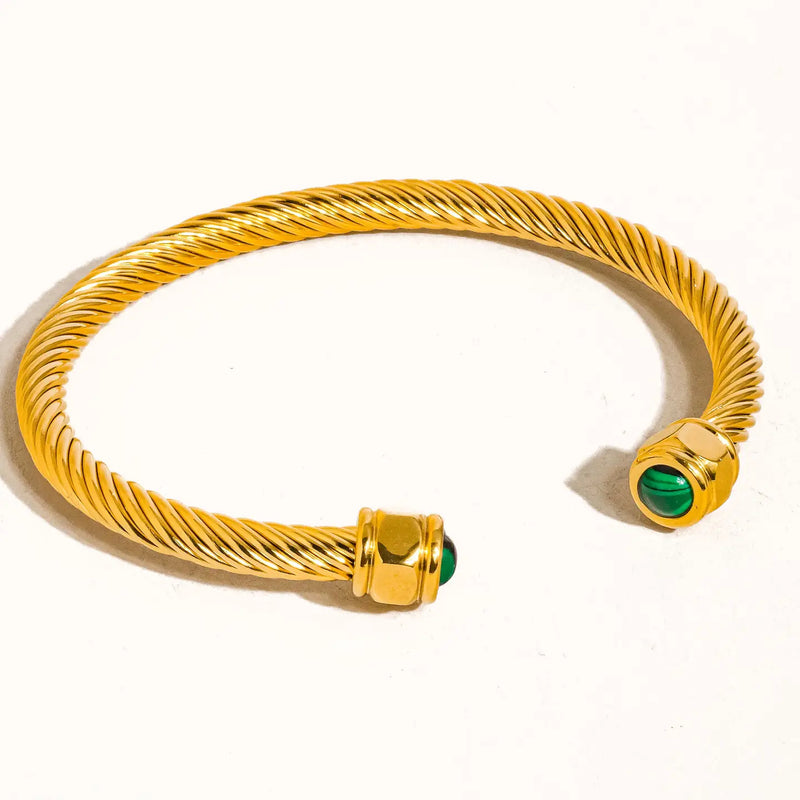 Vail Green Stone Braided Bangle