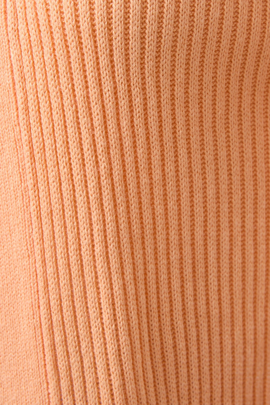 Peach Ribbed One-Button Knit Cardigan