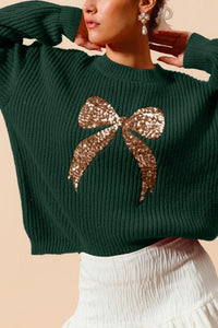 Ribbon Sequins Holiday Sweater