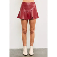 Rosalie Ruffle Leather Skort