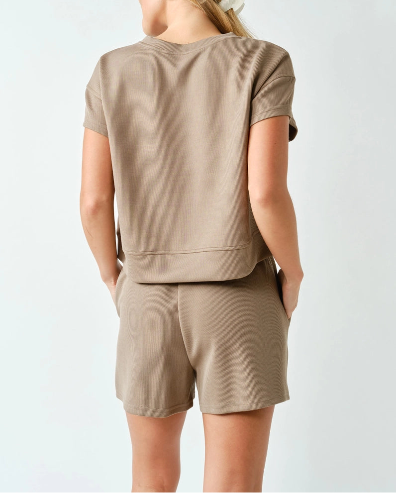 Luxe Ribbed Classic Set Taupe