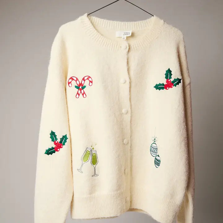 Holiday Cheer Embroidered Cardigan