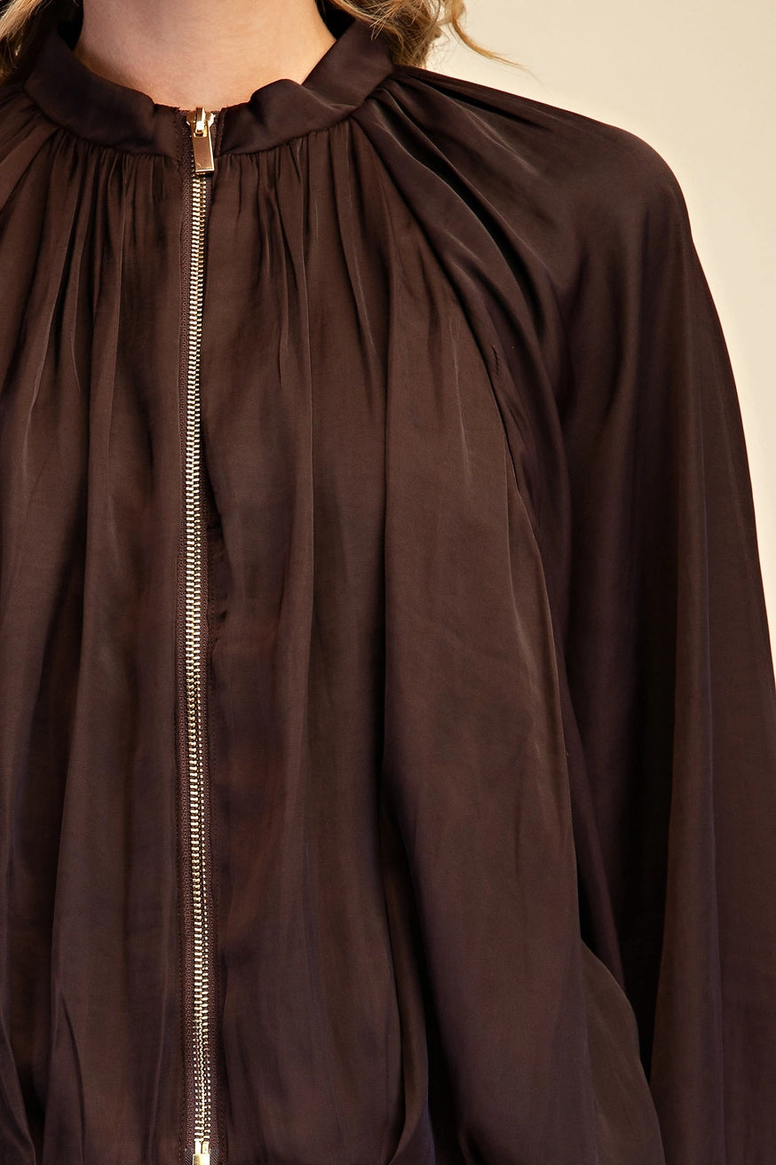 The Satin Statement Bomber Brown