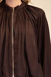The Satin Statement Bomber Brown
