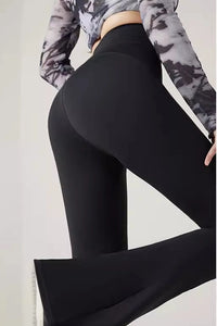 Heidi Black Fleece Flare Yoga Pants