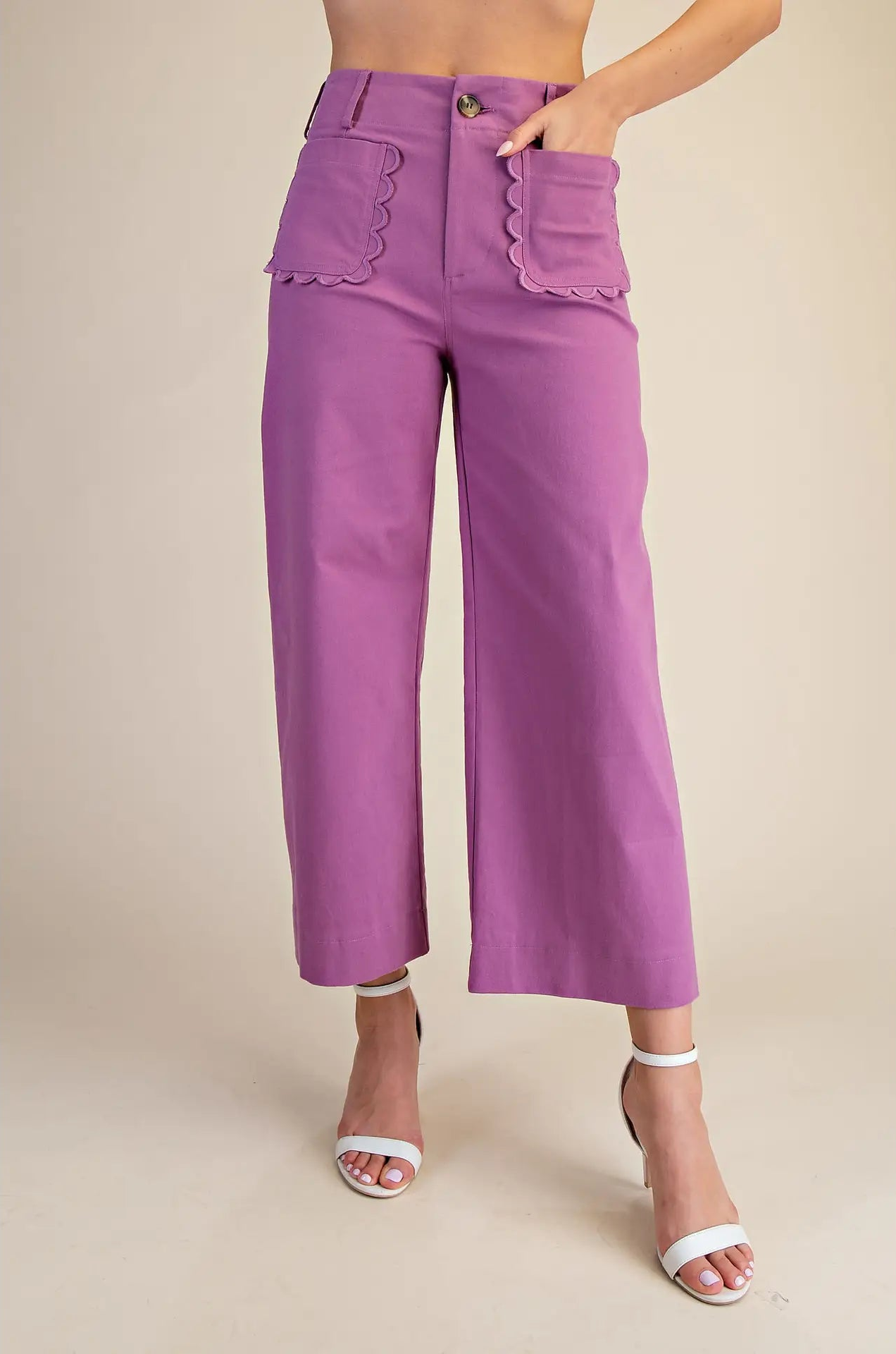 Colette Scallop Pocket Wide-Leg Pant