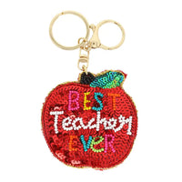 Best Teacher Embroidered Apple Keychain