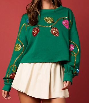 Christmas Lights Cropped Sweatshirt