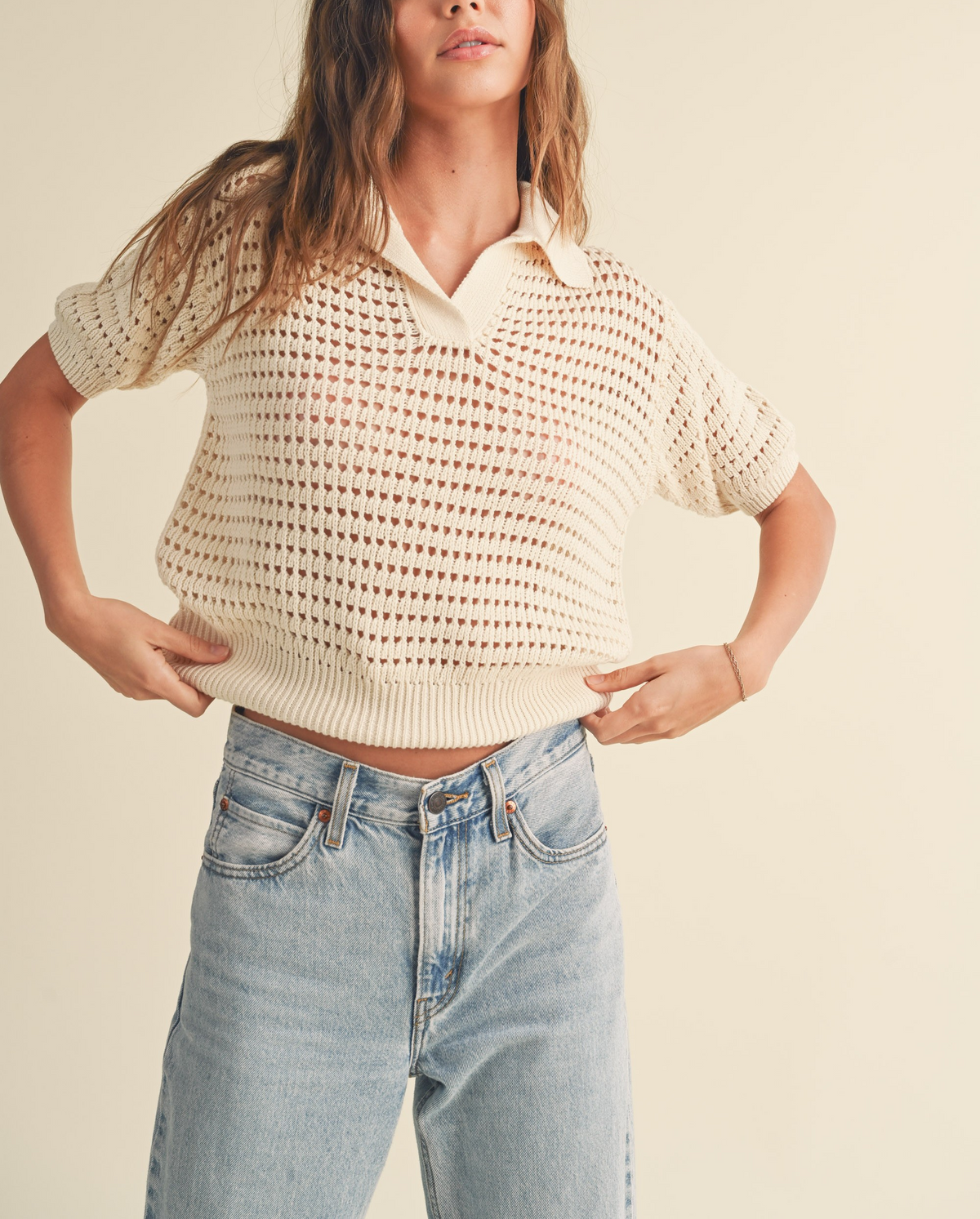 Crochet Knitted Collared Top