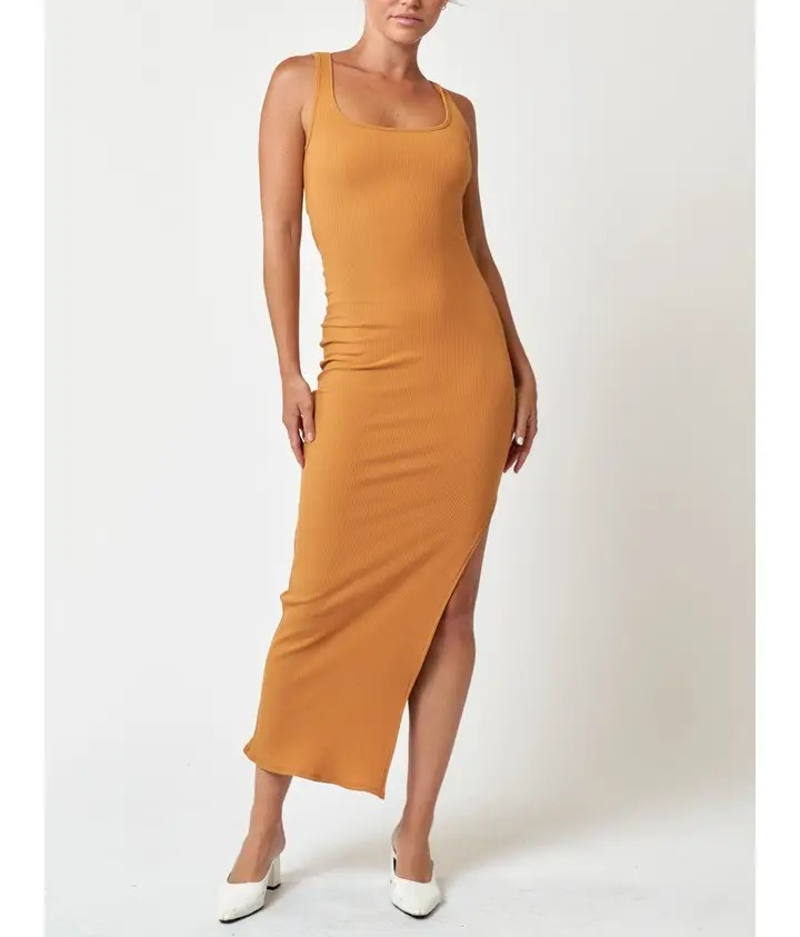 Ribbed Twist Back Maxi Dress