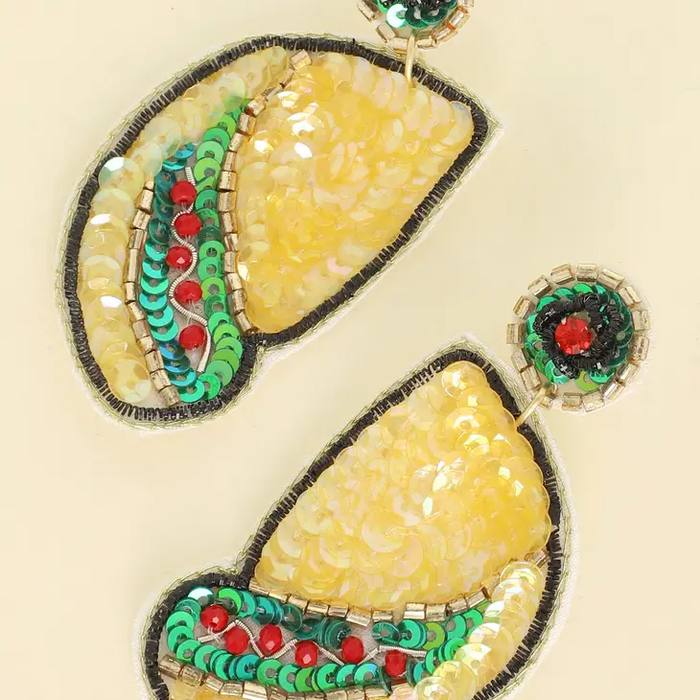 Cinco De Mayo Hard Shell Taco Beaded Earring
