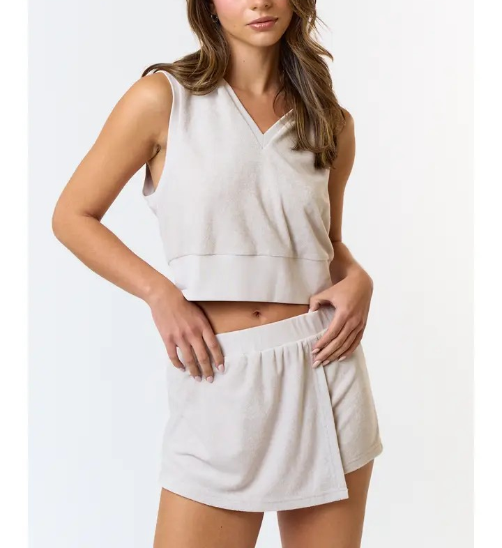 Terry Sleeveless Hoodie & Skort Set