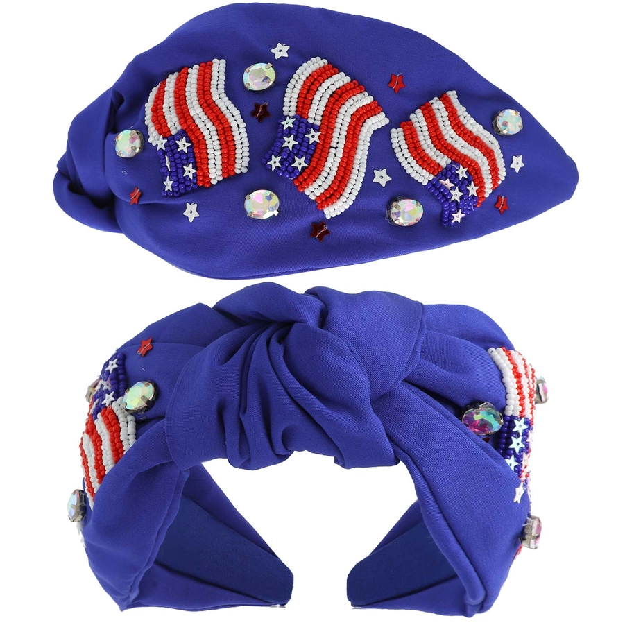 USA Flag Jeweled Beaded Headband