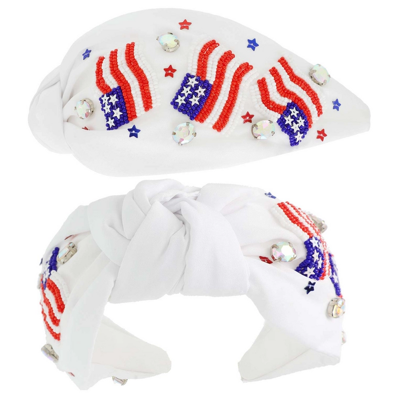USA Flag Jeweled Beaded Headband