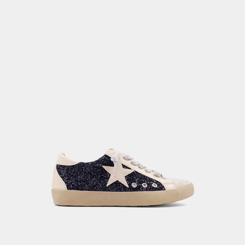 Kids Paula Black Glitter Sneaker