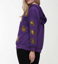 Purple & Gold Football Sequin Hoodie