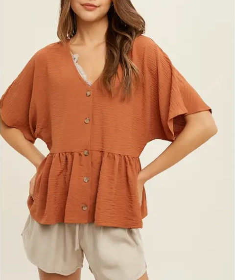 Bonnie Button Up Peplum Blouse