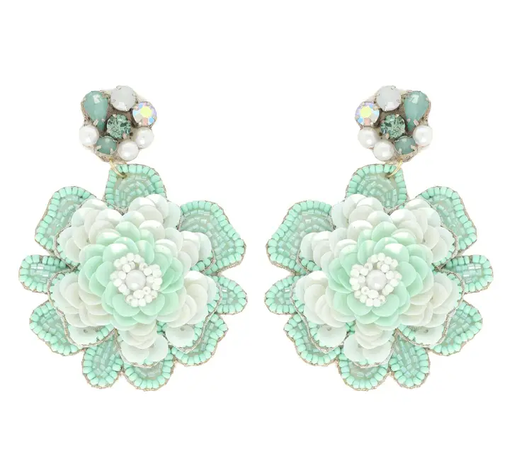 2 Tier Jeweled Floral Bead Earring