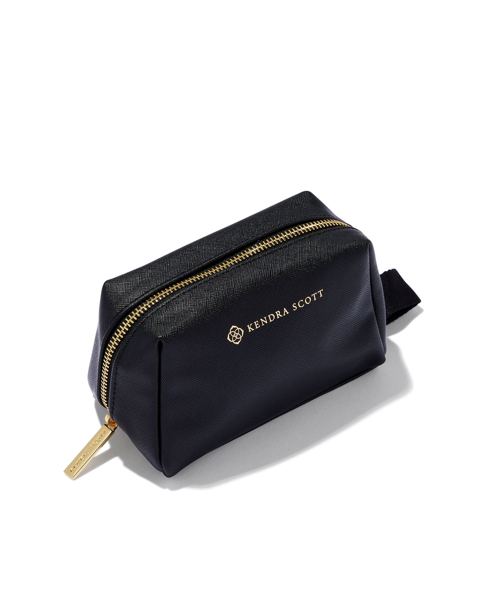 SMALL COSMETIC ZIP CASE GOLD BLACK