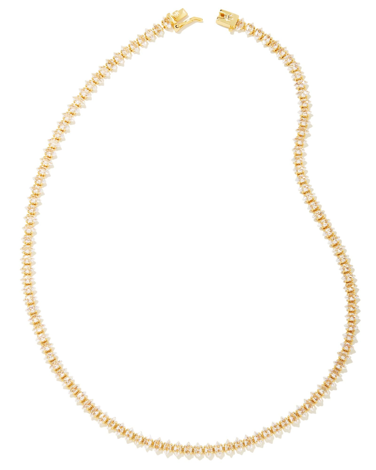 LARSAN TENNIS NECKLACE GOLD WHITE CZ