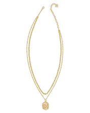 DAPHNE CORAL FRAME MULTI STRAND NECKLACE GOLD IRIDESCENT ABALONE