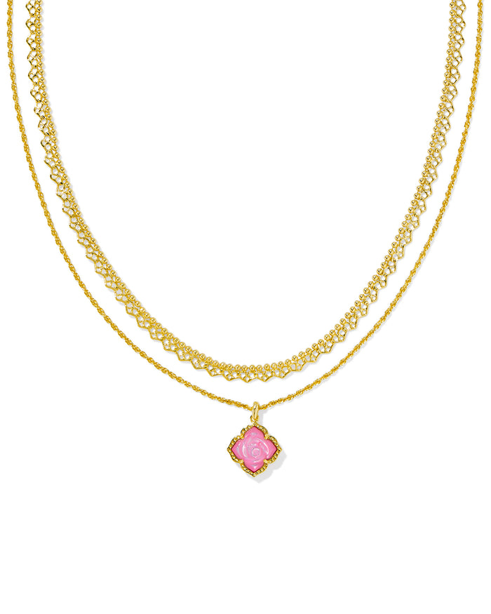 MALLORY ROSE MULTI STRAND NECKLACE GOLD BLUSH IVORY MOTHER OF PEARL