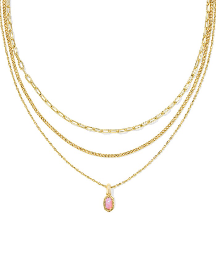 MINI ELISA TRIPLE STRAND NECKLACE GOLD CARNATION KYOCERA OPAL