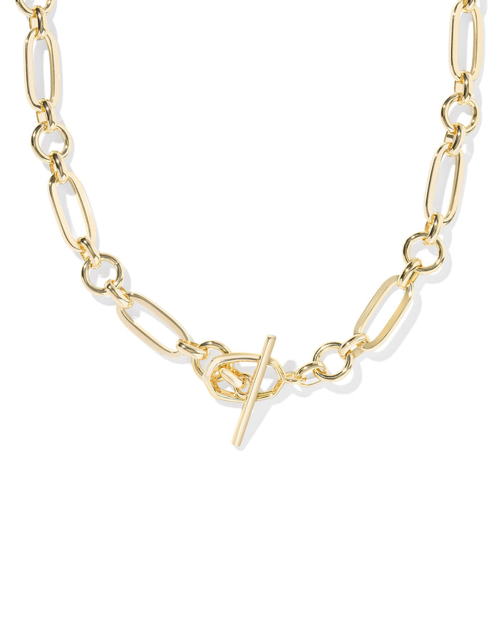 SYLVIA METAL LINK AND CHAIN NECKLACE GOLD