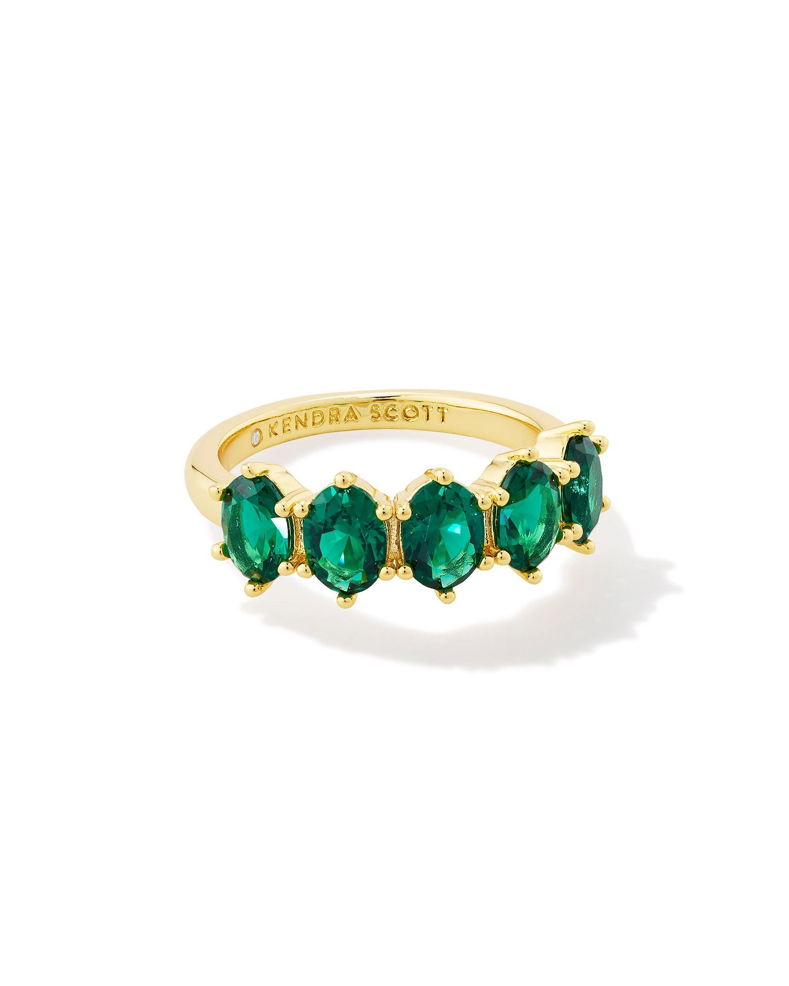 CAILIN CRYSTAL BAND RING GOLD GREEN CRYSTAL
