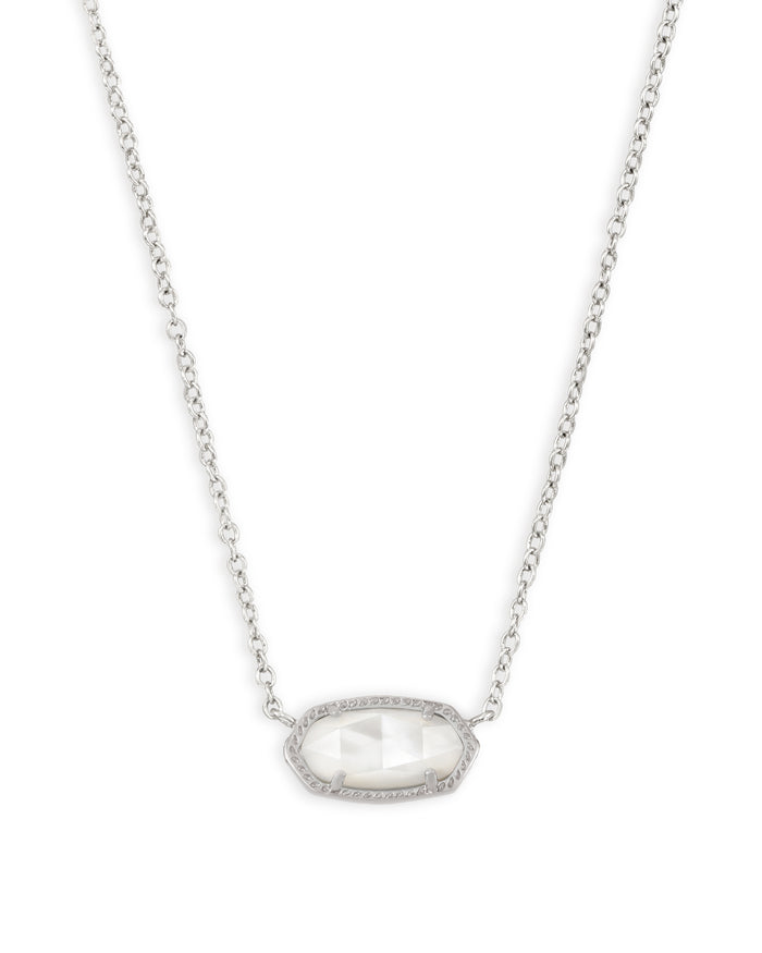 ELISA SHORT PENDANT NECKLACE SILVER IVORY MOTHER OF PEARL