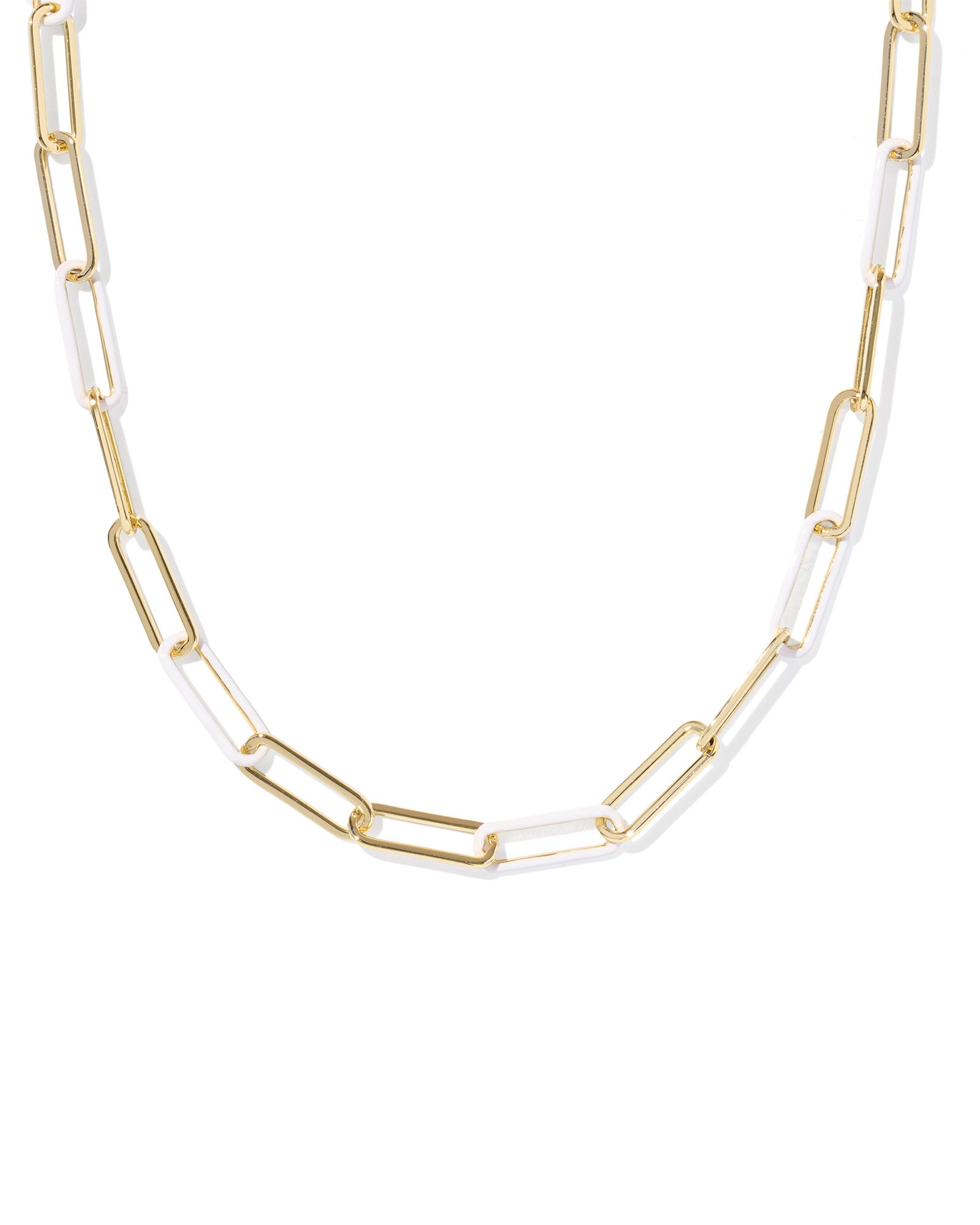 AINSLEY CONVERTIBLE CHAIN NECKLACE GOLD WHITE ENAMEL