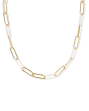 AINSLEY CONVERTIBLE CHAIN NECKLACE GOLD WHITE ENAMEL