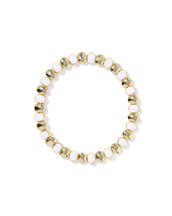 DAPHNE ENAMEL STRETCH BRACELET GOLD WHITE ENAMEL