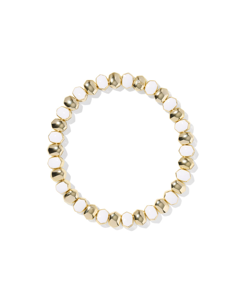 DAPHNE ENAMEL STRETCH BRACELET GOLD WHITE ENAMEL