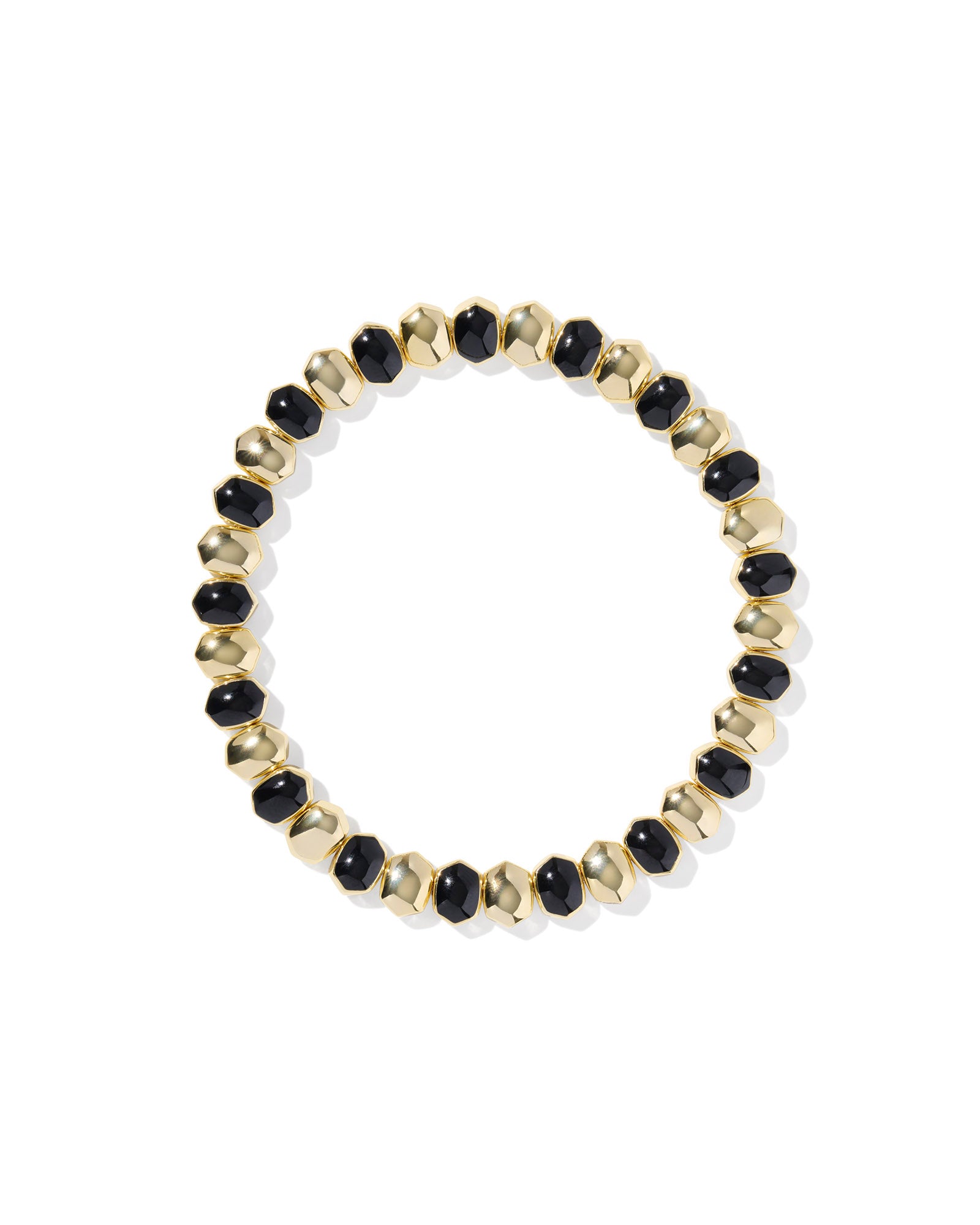 DAPHNE ENAMEL STRETCH BRACELET GOLD BLACK ENAMEL