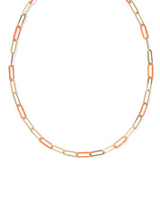 AINSLEY CONVERTIBLE CHAIN NECKLACE GOLD DARK ORANGE ENAMEL