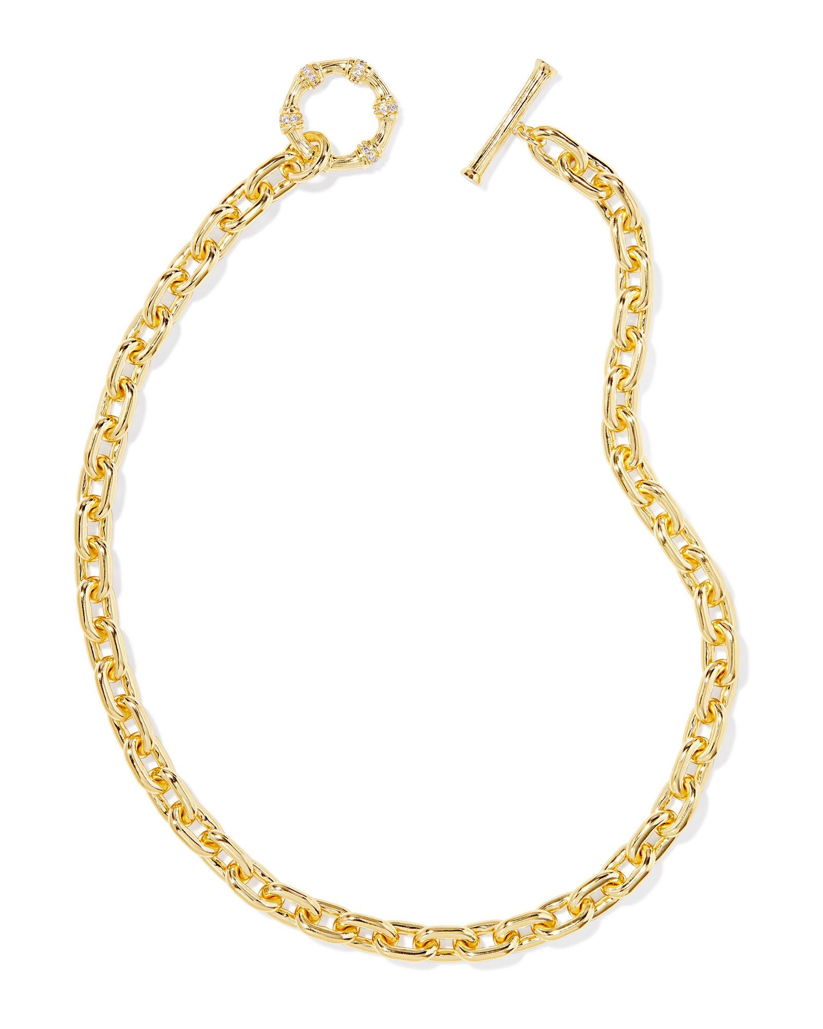 MAURA CHAIN NECKLACE GOLD WHITE CRYSTAL
