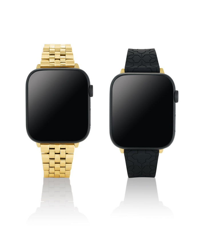 ALEX 5 LINK AND SILICONE WATCH BAND GIFT SET GOLD MIX + BLACK SILICONE