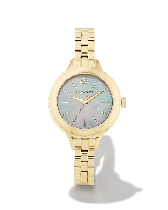 ALEX 35MM NARROW WATCH GOLD IVORY MOTHER OF PEARL