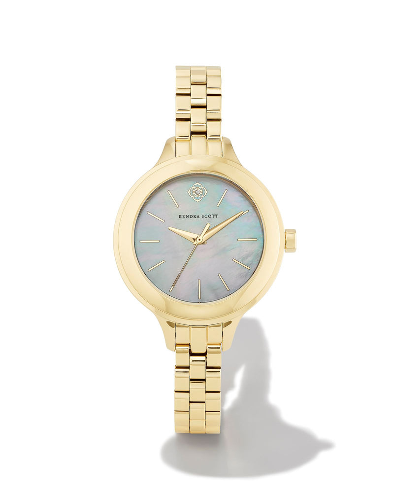 ALEX 35MM NARROW WATCH GOLD IVORY MOTHER OF PEARL