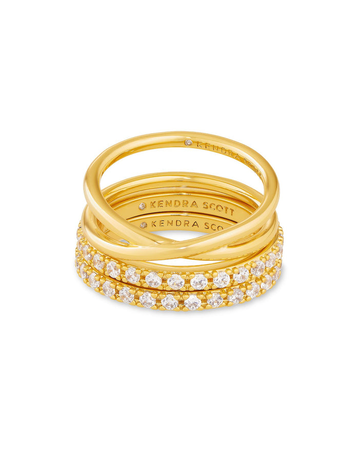 LIVY RING SET OF 3 GOLD METAL