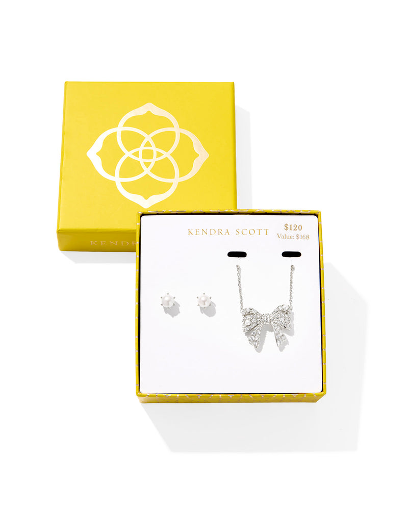 KRISTA BOW AND ASHTON GIFT SET SILVER WHITE MIX
