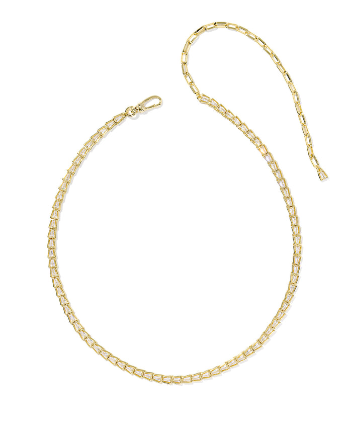 BELLA TENNIS NECKLACE GOLD WHITE CZ
