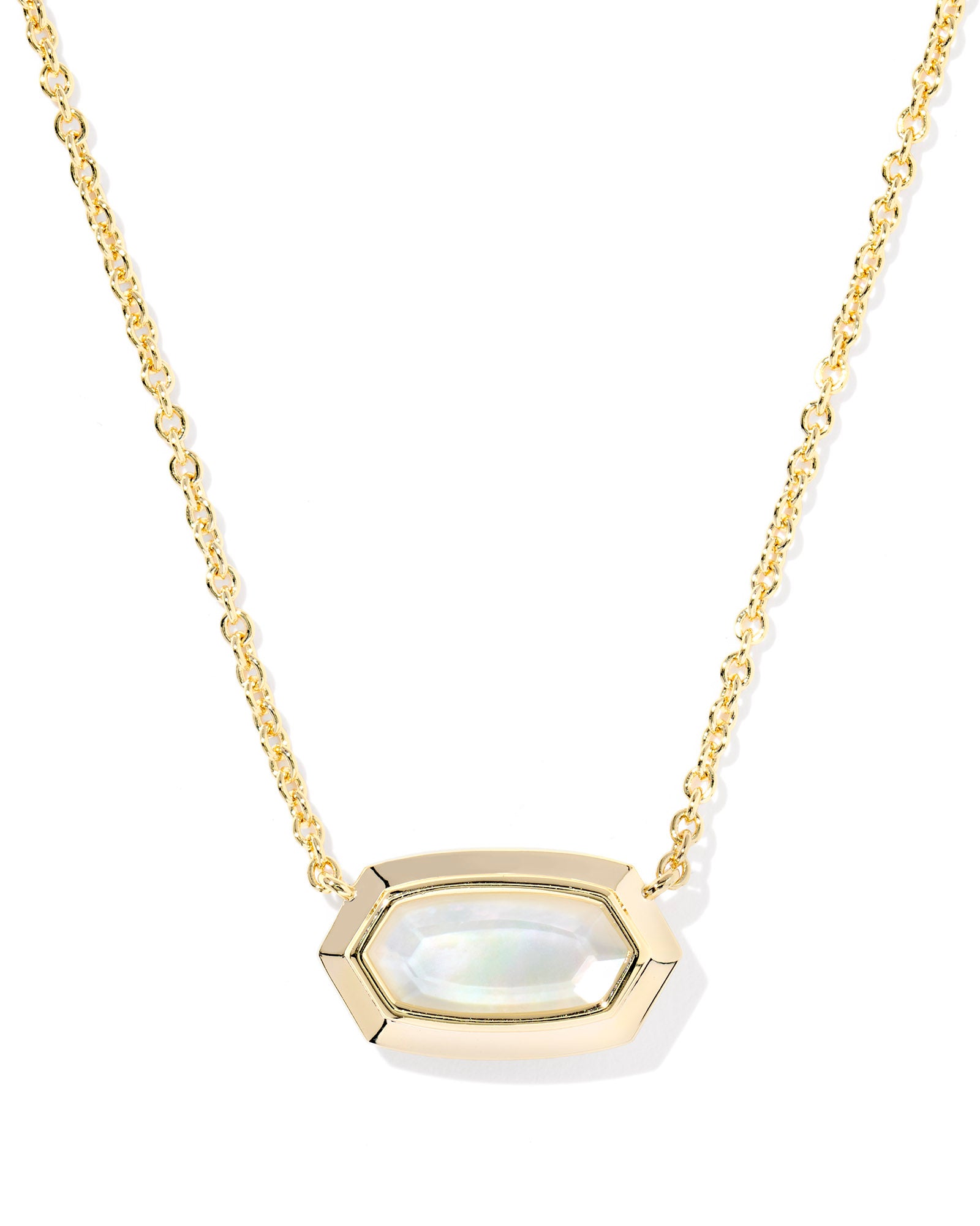 ELISA BEZEL SHORT PENDANT NECKLACE GOLD IVORY MOTHER OF PEARL