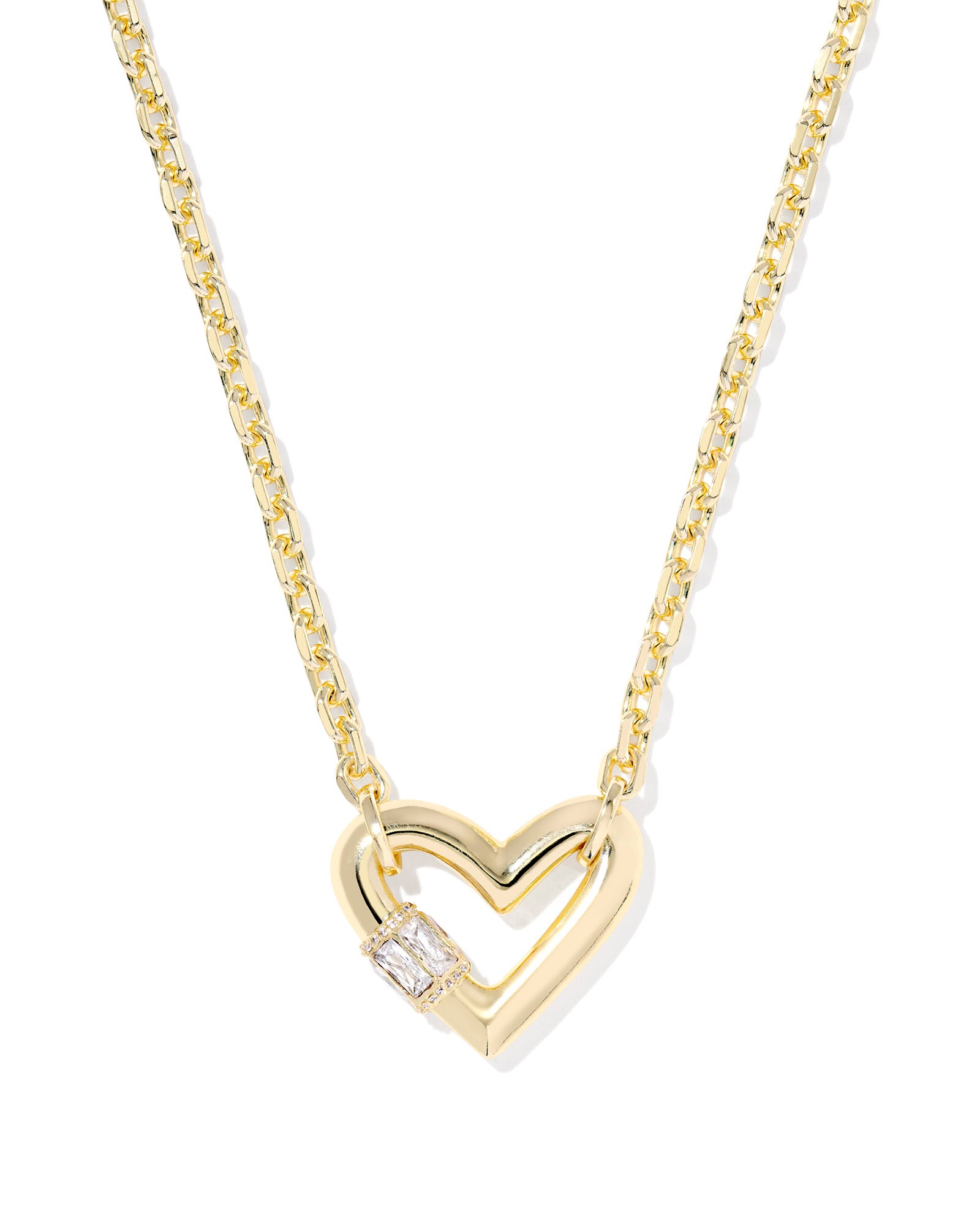 EMERY HEART SHORT PENDANT NECKLACE GOLD WHITE CZ